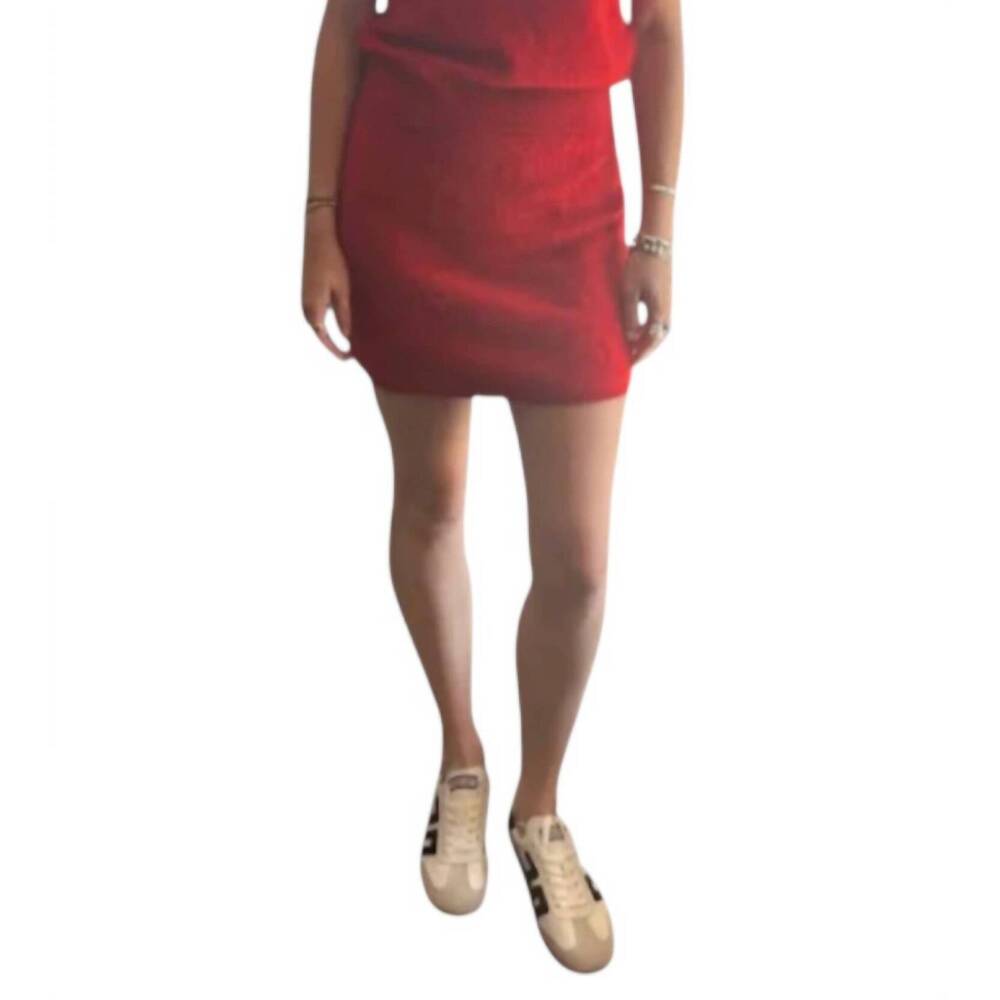 NEW PISSENLIT brushed cashmere mini skirt in red